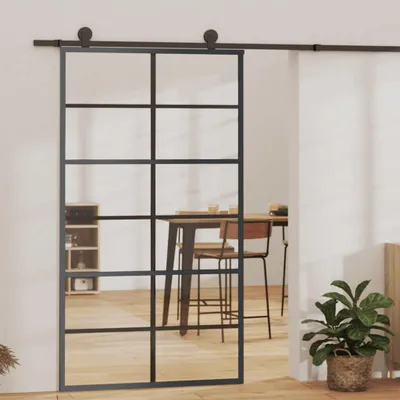 Zdjęcie produktu dla Vidaxl Schiebetür 102x205 cm ESG -Glas und Aluminiumschwarz