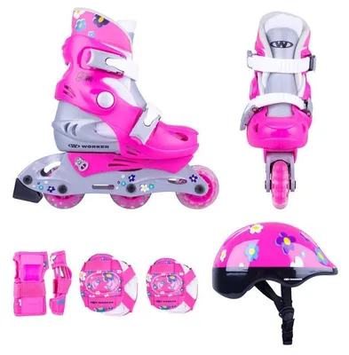 Produktbild von Inlineskates Kinder Polly + Helm + Schoner - Größe 34-37 verstellbar - rosa Inliner