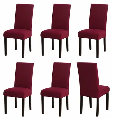 Produktbild von 6 Rote Stretch Esszimmerstuhlbezüge - Elastischer Schutz