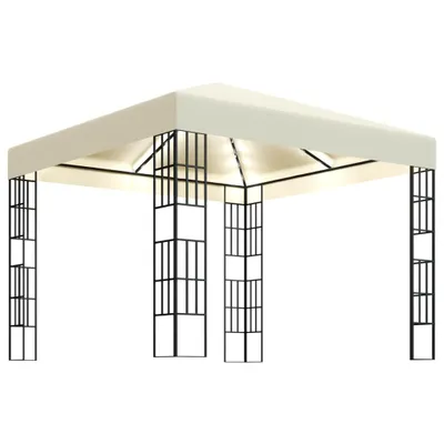 Produktbild von vidaXL Pavillon mit LED-Lichterkette 3x3 m Cremeweiß