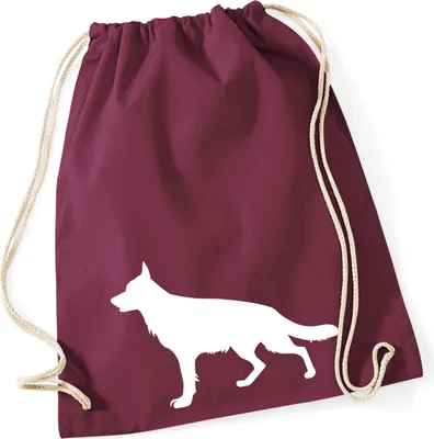 Produktbild von Huuraa Turnbeutel Deutscher Schäferhund Silhouette 12 Liter Burgundy Baumwolle Rucksack Geschenkidee