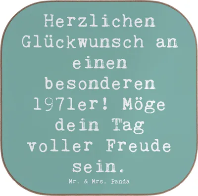 Produktbild von Mr. & Mrs. Panda Untersetzer für Gläser Spruch 1971 Geburtstag - Meeresbrise - Geschenk, Holzuntersetzer, Tischuntersetzer, handgefertigt, gläseruntersetzer, Jahrgang