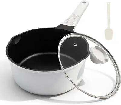 Image de Casserole avec couvercle, 2,3 litres, blanche, pour sauces