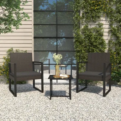 Immagine prodotto di The Living Store Poltrona da giardino con cuscino in Poly Rattan nero