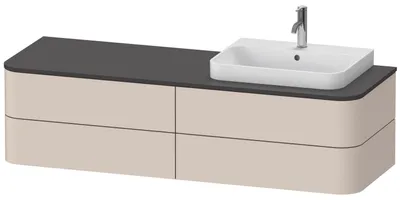 Produktbild von Waschtischunterbau HAPPY D.2 PLUS 1600x550mm 4 Schubk WT re ta s-matt o ES taupe supermatt ohne Einrichtungssystem