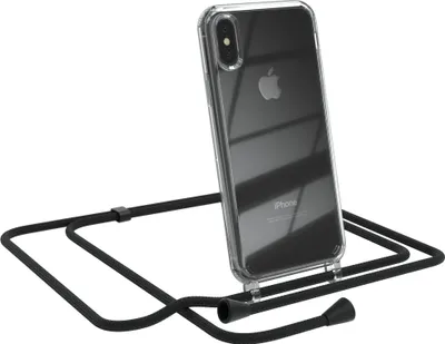 Produktbild von EAZY CASE Handykette kompatibel mit Apple iPhone XS Max, Handyhülle mit Umhängeband, Handykordel, Schutzhülle Clear, Band in Schwarz