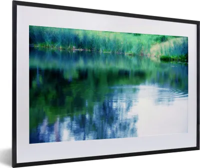 Produktbild von MuchoWow® MuchoWow® Gerahmtes Poster Spiegelung im Wasser im europäischen Garten von Monet in Frankreich. 60x40 cm - Poster mit zchwarzem Bilderrahmen - Schlafzimmer - Plakat in Rahmen - Drucken