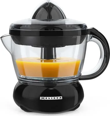 Produktbild von Melissa 16230042 - Elektrische Zitruspresse mit 40-W-Motor, 0,7-Liter-Saftbehälter und zwei Entsaftungskegeln - Schwarz