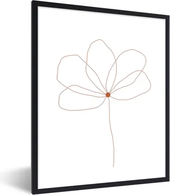 Produktbild von MuchoWow® Gerahmtes Poster Blume - Strichzeichnung - Natur 60x80 cm - Poster mit Schwarzem Bilderrahmen Wandposter Rahmen Foto Bilder - Premium - Wanddeko Wohnzimmer
