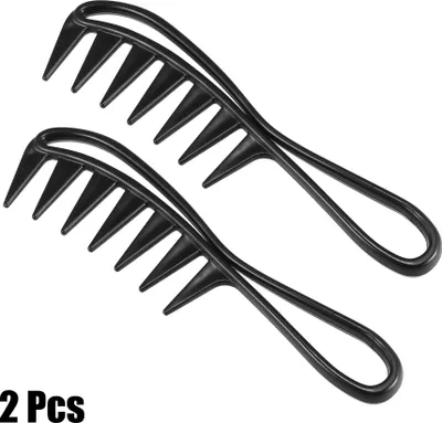 Produktbild von 2 Stück Afro Breitzahn Haarkamm Friseur Styling Werkzeug für Lockige Haar für M?nner Frauen Kunststoff Schwarz