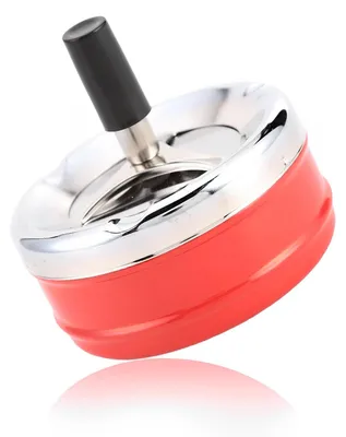 Productafbeelding van Asbak met deksel - Winddichte asbak met draaimechanisme - Geschikt voor binnen- en buitengebruik - Rood, diameter 9,5 cm