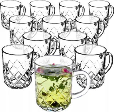 Produktbild von KADAX Teegläser, 6er Set, Gläser mit Griff, spülmaschinenfest, Trinkgläser für Kaffee, Tee, Wasser, Saft, Drink, Garten, Saftgläser, Wassergläser, Gläserset, Glastassen (Lisa 12er Set, 230ml)