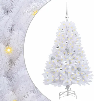 Produktbild von Künstlicher klappbarer Weihnachtsbaum Weiß 120 cm PVC und Stahl