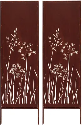 Produktbild von 2x Sichtschutz Metall - 160 cm x 50 cm - Edelrost - Rostoptik Sichtschutz für Garten - Sichtschutzelement - Sichtschutzwand - Gartendekoration Zaun ROST
