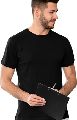 Produktbild von Strapazierfähiges Herren-T-Shirt, 100% Baumwolle, unbedruckt, einfarbig, 160g/m2, Farbe schwarz, Größe L