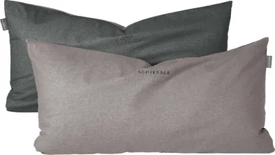 Produktbild von Schiesser Kissenhüllenset Doubleface | 2-teilig | Zweifarbig | Renforcé | 100% Baumwolle | Reißverschluss | 40x80cm | Grau-Schwarz