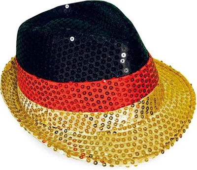 Produktbild von Deutschland Glitzer Paillettenhut Hut Schwarz Rot Gold Fan Karneval WM EM