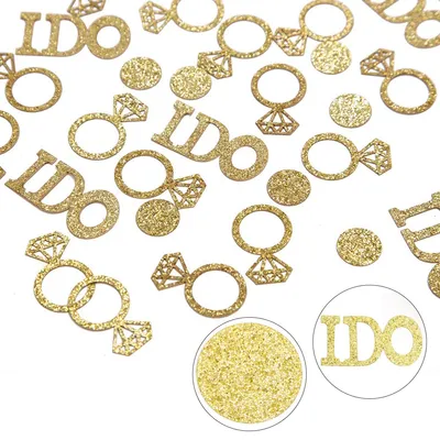 Produktbild von Romantisches Tischkonfetti Hochzeit – 200 Stück Gold & Silber, I Do Schriftzug, DIY Dekoration für Verlobung & Party