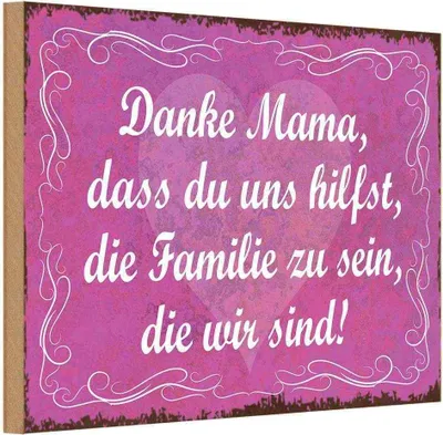 Produktbild von vianmo Holzschild 20x30 cm Danke Mama dass du uns hilfst Männer Frauen