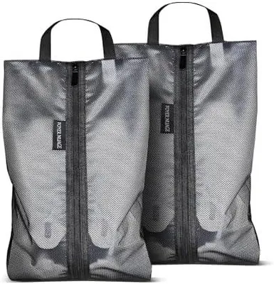 Produktbild von 2 Stück Schuhbeutel Reise, TPU Wasserfeste Schuhtasche mit Reißverschluss, Reiseutensilien für Männer und Frauen (Schwarz)