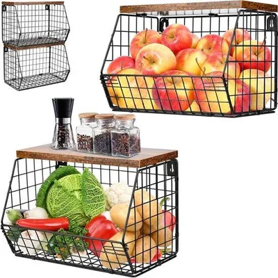 Produktbild von Famanu Obstkorb mit 2 Etagen - hängend - schwarzes Metall