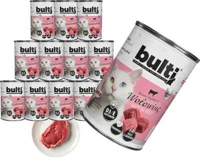 Produktbild von Bulti | Feuchte Nahrung für Katzen - 12x400g - 65% Fleisch - 77% Feuchtigkeit - Nassfutter - Rind