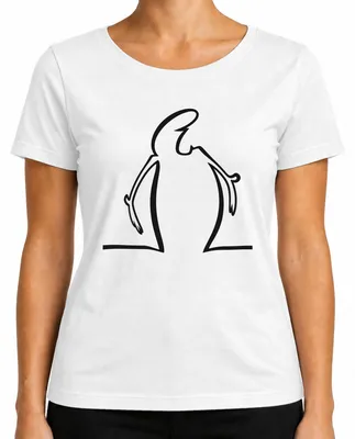 Imagen del producto de Camiseta para mujer, diseño "Linea Balum Strichmännchen" de Osvaldo Cavandoli, estilo cómic, color blanco, talla S