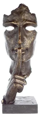 Image de Gilde Skulptur, "Silence", Gesichtsmotiv, Händemotiv, Poly, bronzefarben, VE 1, L. 13 cm, B. 13 cm, H. 39 cm 89235 4001250892359