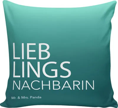 Produktbild von Mr. & Mrs. Panda Kissen 40x40 Nachbarin - Aquarellblau - Geschenk, flauschkissen, Geschenkidee, Bewohnerin, Dekokissen, Angrenzer, Sofakissen, Spruch, Anwohnerin, zier