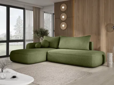 Zdjęcie produktu dla DomoHome Narożnik BABU z funkcją łóżka - Nowoczesny Narożnik Tapicerowany Do Salonu Funkcjonalna Sofa Łóżko W Tkaninie TERAZ ALBO NIGDY Rozmiar: 300x105x60cm, Lewa Strona Kolor: ORANGE