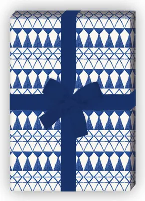 Produktbild von Blaues Geschenkpapier Set mit Aquarell Streifen Muster - G8393, 32 x 48cm