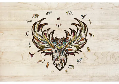 Eco Wood Art (EWA) Holz LegPuzzle Uil/ Owl, Size L, 2215, 34,8x41,8x0,5cm