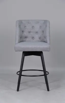 Imagen del producto de Sillas de bar para isla de cocina, taburetes con reposapiés, color gris claro