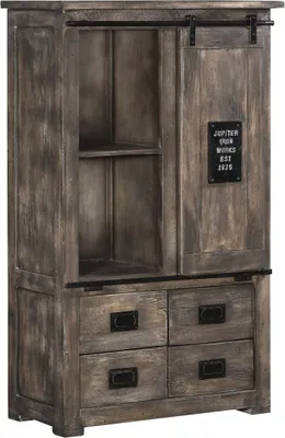 Image de MASSIVMOEBEL24 | Armoire 90x45 Manguier laqué Gris RAILWAY #213