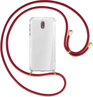 Produktbild von Handykette Backcover-Schutzhülle mit Band (Metall goldfarben) für Nokia 3.1 - dunkelrot