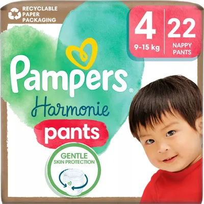 Zdjęcie produktu dla Pampers Harmonie Baby Pieluchomajtki, rozmiar 4, 22 sztuki, 9kg-15kg