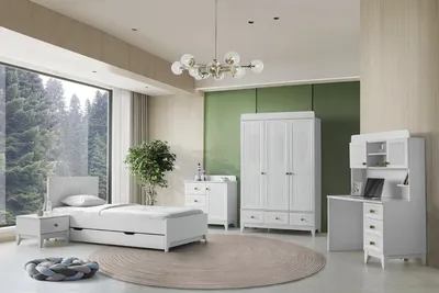 Immagine prodotto di Set letto comodino cassettiera armadio scrivania mobili moderni 5 pezzi