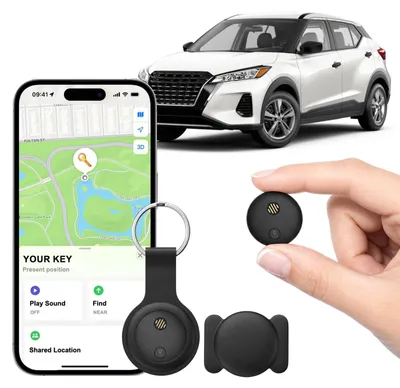 Obrázek produktu pro GPS lokátor - Bluetooth bez předplatného - Magnetický - Černý s pouzdrem a kroužkem na klíče