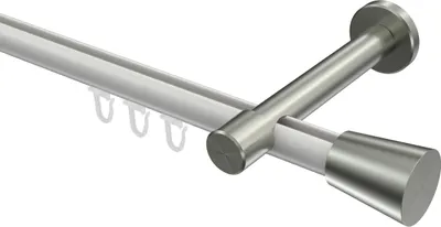 Produktbild von Interdeco Innenlaufstange / Gardinenstange mit Innenlauf Weiß / Edelstahl-Optik, Typ Prestige Sitra (Konus), 20 mm Ø 1-läufig, 540 cm
