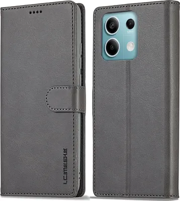 Immagine prodotto di Custodia per Xiaomi Redmi Note 13 5G in pelle con chiusura magnetica e supporto, custodia protettiva Grigio