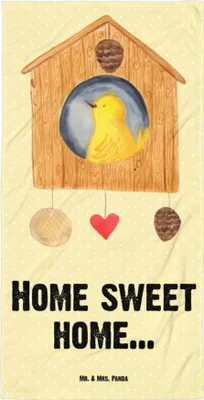 Produktbild von Mr. & Mrs. Panda Handtuch Vogelhaus Home - Gelb Pastell - Geschenk, Großes Badehandtuch, Hausbau, Haus, Lustige Sprüche, Strandtuch, Vogel, Umzug, Duschtuch