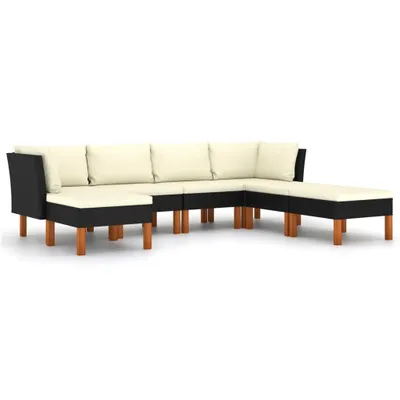 Produktbild von vidaXL 7-tlg. Garten-Lounge-Set mit Kissen Poly Rattan Schwarz