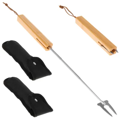 Productafbeelding van Bremermann Telescopische Grillvork 2-delige Set / incl. Tas / Roestvrij Staal & Bamboe