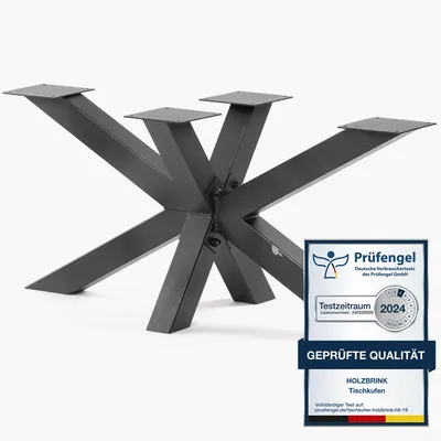 Immagine prodotto di HOLZBRINK Telaio del tavolo Spider | gamba solida / gamba del tavolo in metallo Acciaio Grezzo Laccato per tavolino, tavolo da pranzo | 1 pezzo ,una gamba del tavolo 98x40 cm | altezza 43 cm