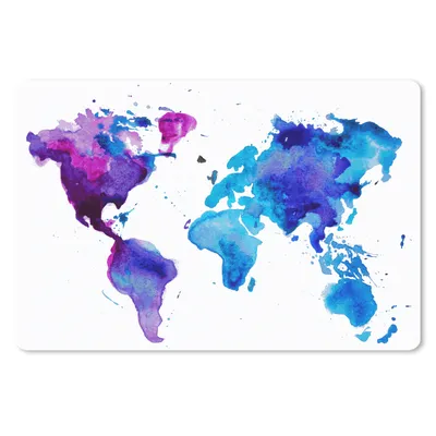 Produktbild von MuchoWow® Schreibtischunterlage Weltkarte - Aquarell - Lila - Kinder - Jungen - Mädchen 60x40 cm - XXL Mauspad - Großes Mauspad