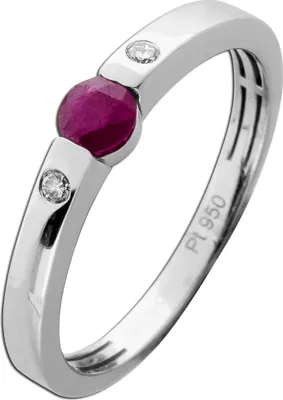 Produktbild von Rubin Ring Platin 950 roter Edelstein 0.25ct Brillanten 0.03ct  20