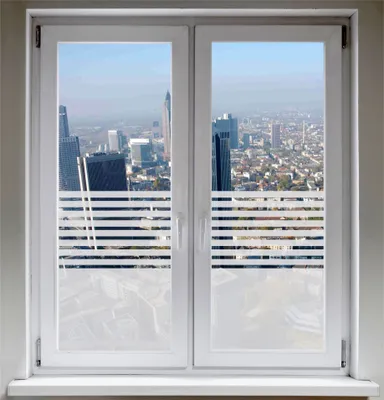 Produktbild von INDIGOS UG Fensterfolie Sonnenschutz Sichtschutzfolie Glasdekorfolie Stripes satiniert blickdicht - 800mm Breite x 500mm Höhe