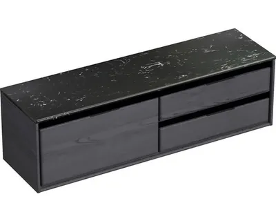 Produktbild von Sanox Waschtischunterschrank Loft BxHxT 161 x 47 x 46 cm Frontfarbe black oak mit Waschtischplatte Kunststein schwarz 2