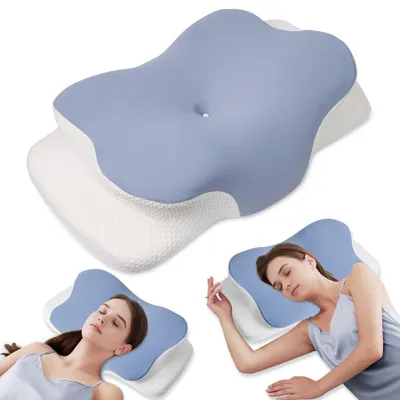 Immagine prodotto di Elzusha - Cuscino ortopedico per il collo in memory foam con fodera lavabile
