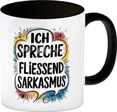 Produktbild von Ich spreche fließend Sarkasmus Kaffeebecher in schwarz